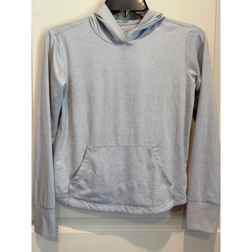 Athleta Girl Uptempo Hooded Top Heather Gray Thumbhole Size M 8-10 Lightweight