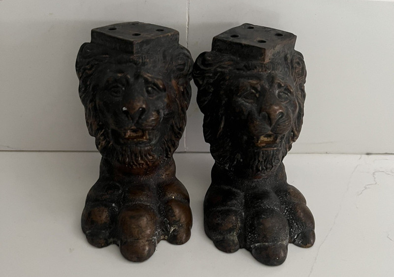 Antique Vintage Bronze Lion Paw Pool Table Furniture Legs Set of 2 GC Unique