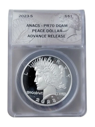 2023-S S$1 ANACS-PR70 DCAM Peace Dollar Advance Release Coin Silver
