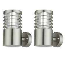 Set of 2 Modern Stainless Steel Outdoor Wall Lights IP44 Garden Porch Lanterns