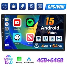 9inch Android 15 4 64GB Car Stereo Radio GPS WIFI Apple Carplay Double 2 Din BT