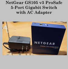 NetGear GS105 v3 ProSafe 5-Port Gigabit Switch with AC Adapter FREE S/H