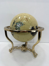 Mother Of Pearl Gemstones Countries Globe On Brass Stand 40cm