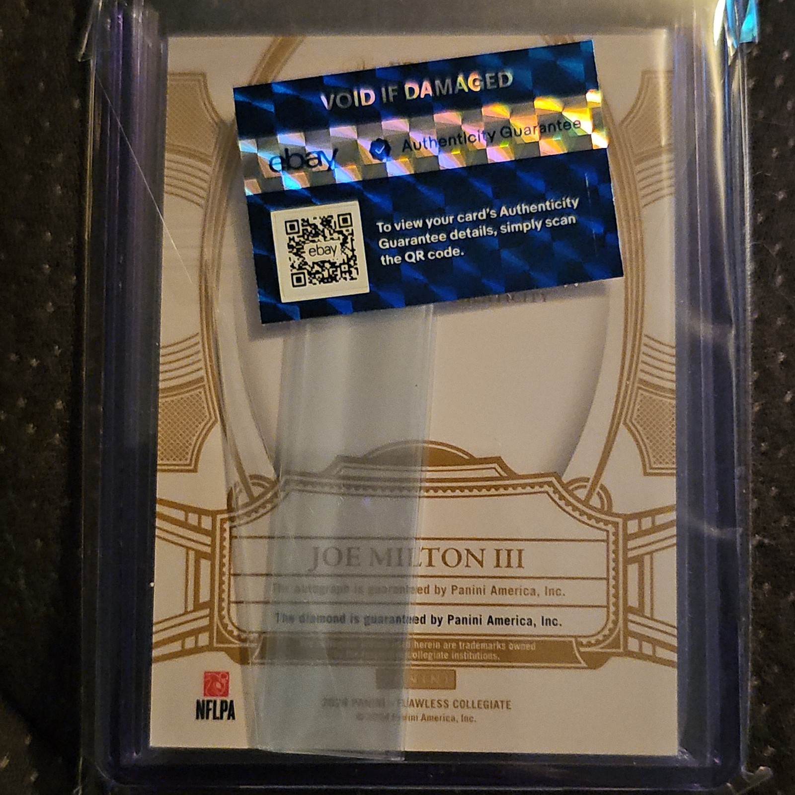 Joe Milton III 2024 Flawless Collegiate 1/1 Diamond Auto RC view 2