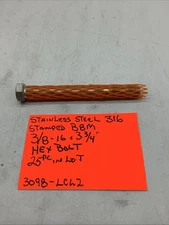 Stainless Steel 316/B8M Hex Bolt, 3/8-16 x 3 3/4'',(25 pc in lot) 3098