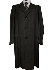 VTG 1950's Hart Schaffner & Marx Classic Gray Tweed Suit Long Overcoat 48” Chest