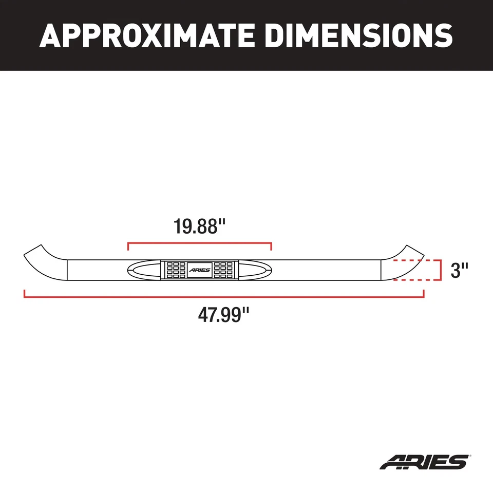 Aries 3" Round Stainless Steel Steps Nerf Bars Running Boards for 1966-72 Bronco Foto 2 de 4