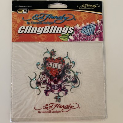 New ED HARDY LOVE KILLS SLOWLY Decal Auto Expressions ClingBlings FREE SHIP