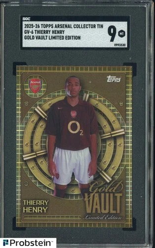 2025-26 Topps Arsenal Collector Tin Gold Vault Limited Ed. Thierry Henry SGC 9