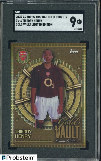 2025-26 Topps Arsenal Collector Tin Gold Vault Limited Ed. Thierry Henry SGC 9