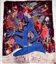 Large Batik Artwork From Bali Indonesia. Unique And Signed By Artist. 90 X 74 Cm