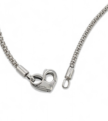 NEW 100% Authentic PANDORA 925 Silver Heart  Studded Chain Necklace 392451C00