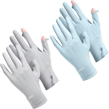 2 Packs Women Sun Protection Driving UV Gloves Full Finger Touchscreen Non Slip
