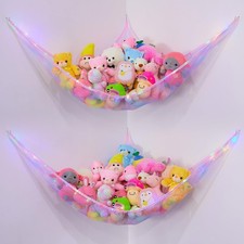 Stuffed Animals Net or Hammock with LED Light Hanging Toy Net Hammock for Stu...