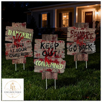Halloween Deko Grabstein Blutbefleckt 3 StüCk Warnschild FüR Garten Outdoor