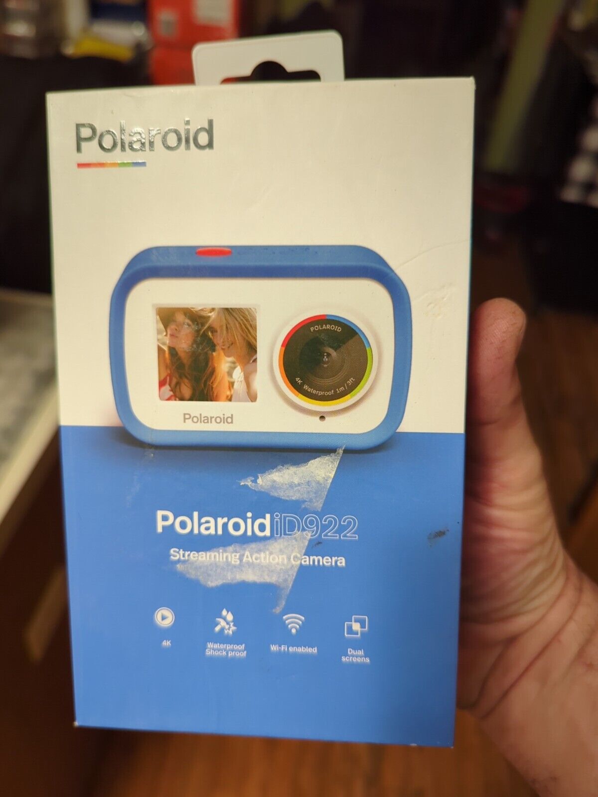 Genuine Waterproof Polaroid iD922 Streaming Cam. 4K Action Camera - Blue