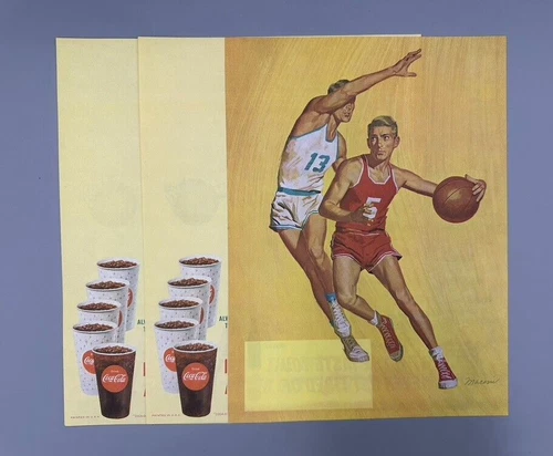 3 1950s COCA COLA Sports BASKETBALL Program Blanks VINTAGE Original