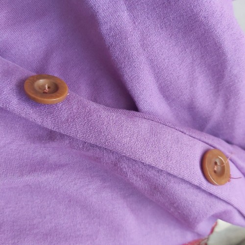 Women’s Size L/XL Purple Knit Jumper Dress Warm Mini Tunic Button Sleeves - Picture 4 of 7