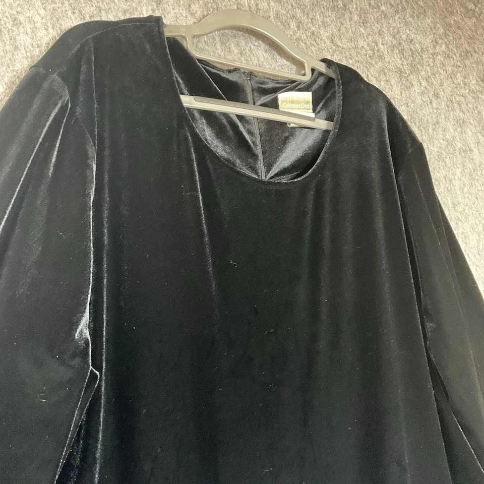 Vintage Coldwater Creek Dress Womens Plus 3X Black Denim Pockets Maxi Prairie * - Image 2 of 4