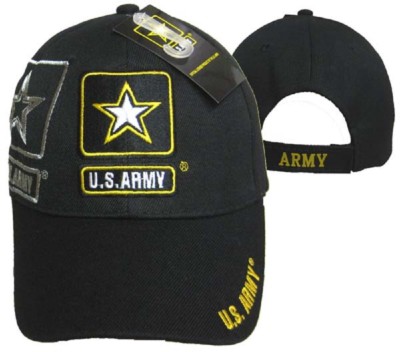 Army Star Shadow Black Embroidered Baseball Cap Hat CAP601S (TOPW) 