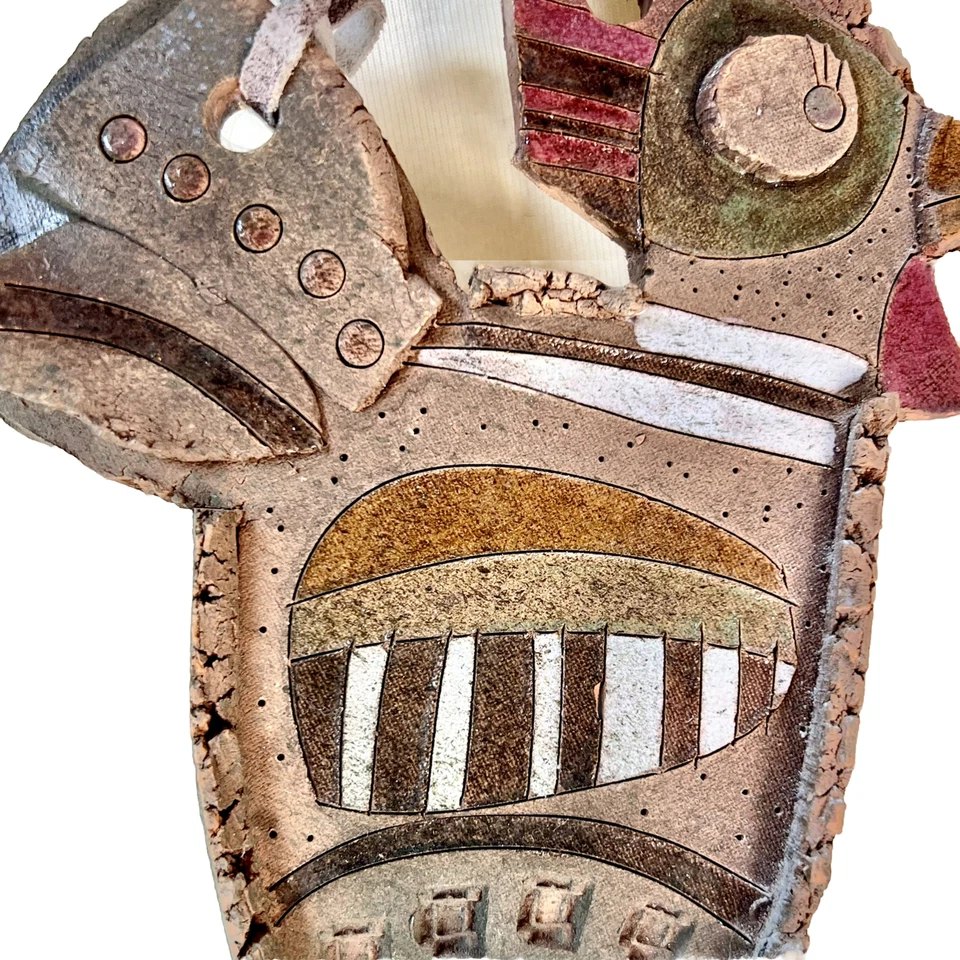 Vintage Rustic Folk Art Pottery Chicken Wall Hanging Clay Handmade Lithuanian - Image 4 of 4