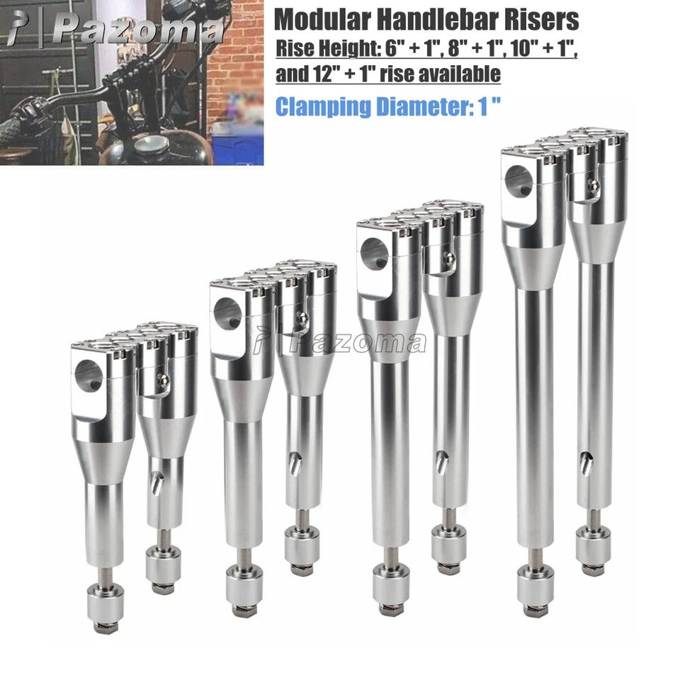 Elevadores de manillar de motocicleta de 6" 8" 10" 12" para Harley Dyna Street Bob FXD barra de 1" Foto 2 de 4