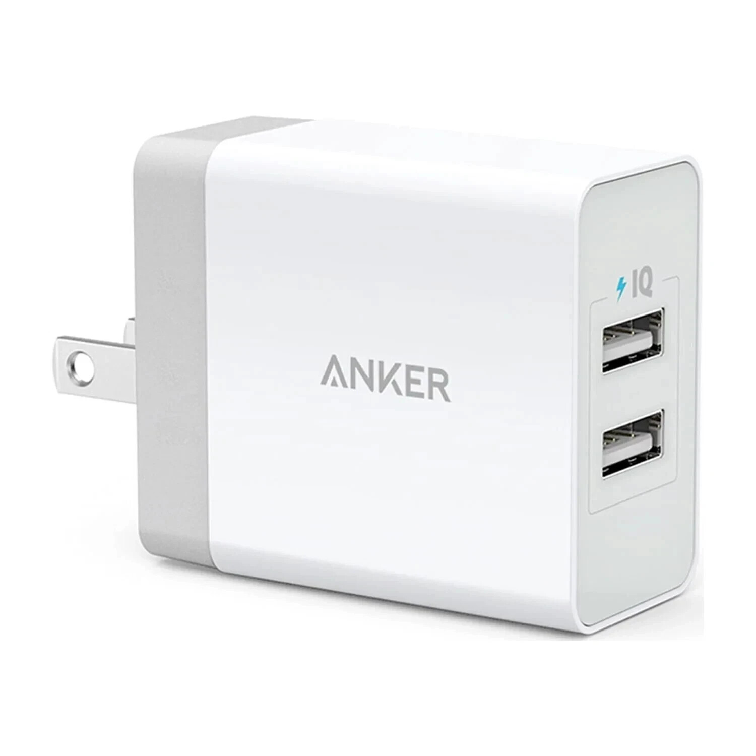 Anker White 24W 2-Port USB-C Power Fast Compact Foldable Plug Wall Charger