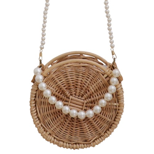 Summer Vacation Shoulder Bags Woven Crossbody Bag Straw Pearl Bag