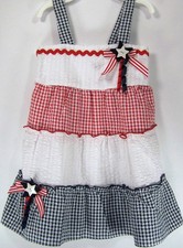 NWT SOPHIE ROSE seersucker star check plaid july 4th patriotic girl dress 24 mo