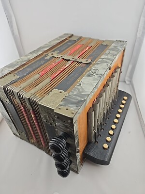 Gebr. Ludwig Accordion Steel Bronze Pine Tree Squeeze Box + Reeds