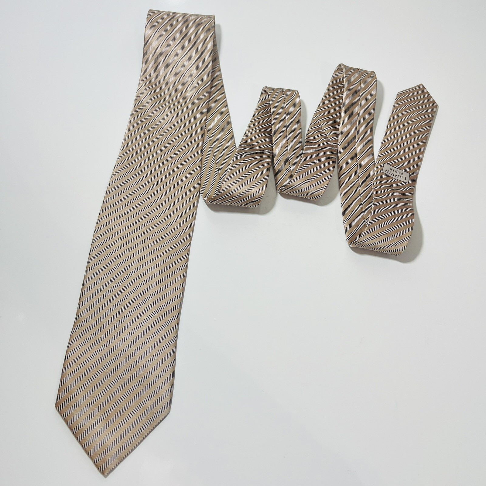 LANVIN Paris Modern/Recent Tan,Brown&Gray Striped… - image 10