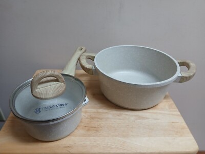 Master Class Premium Cookware 6.5'' Sauce Pan W/ Lid & 10'' Pot -No Lid Gray Speck