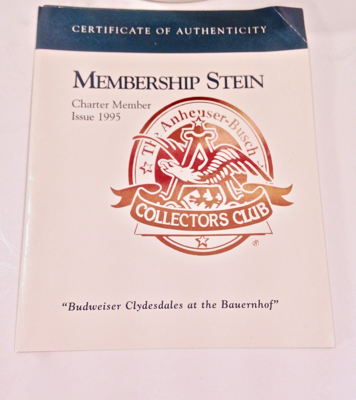 Vintage 1995 Anheuser Busch Menbers Only CB-1 Beer Stein Ceramarte Brazil NOS