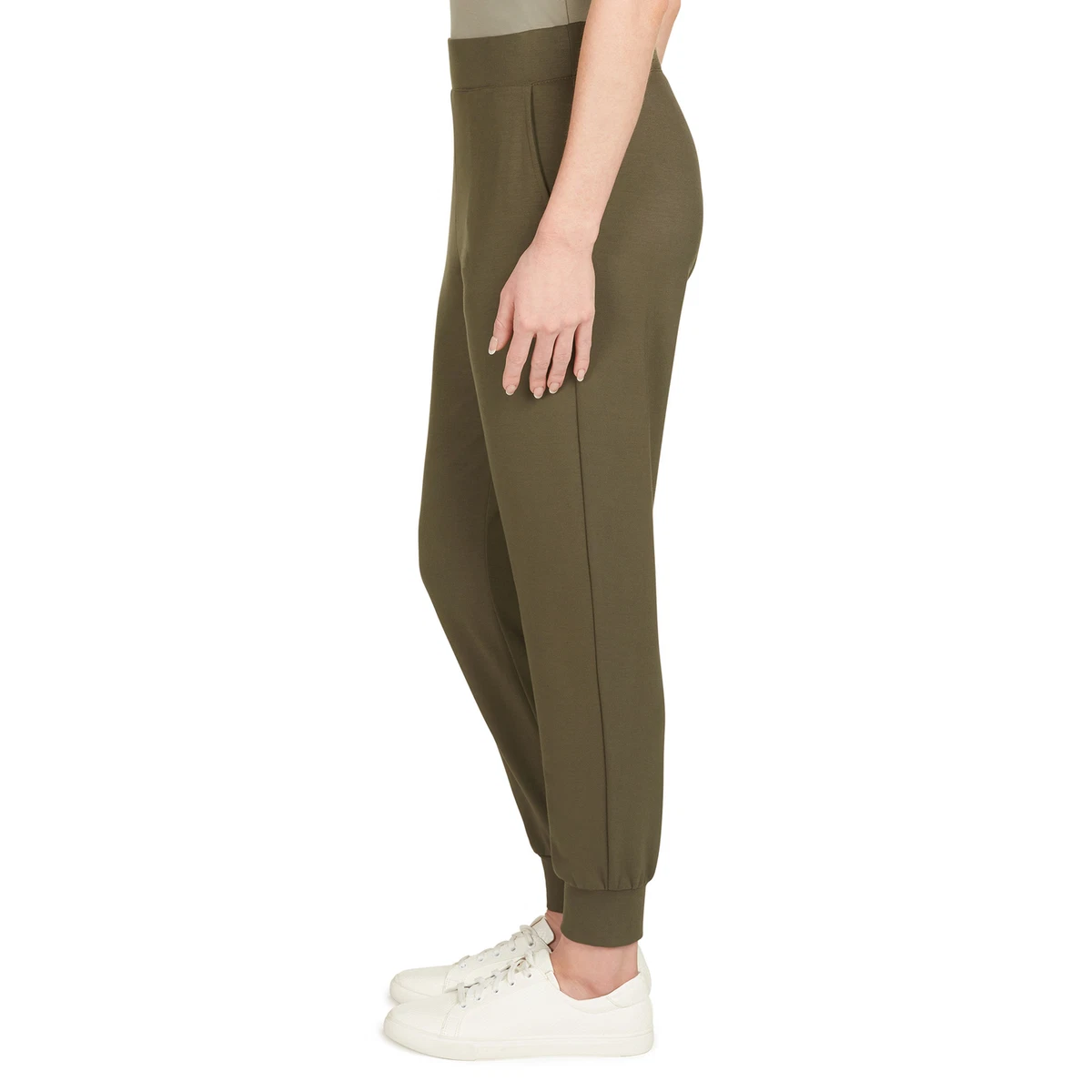 Matty M Ladies Stretch Comfort Jogger Pants OLIVE Side Pockets XLARGE Women  XL