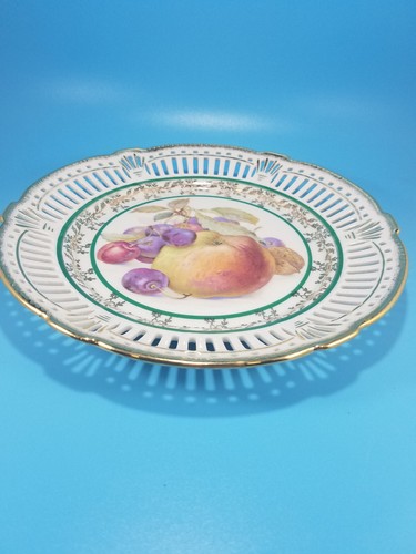 Schwarzenhammer Bavaria Germany Pierced Fruit Center Floral Band Gold Trim Plate - Picture 3 of 9