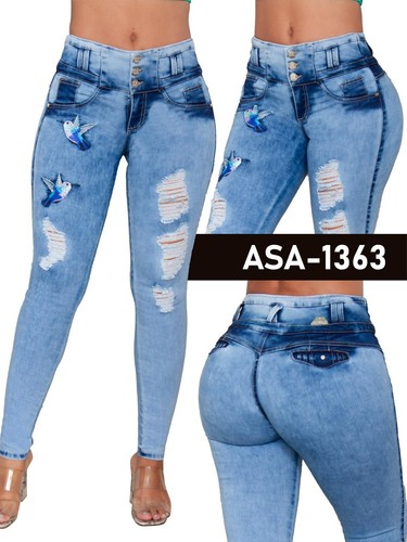 JEANS COLOMBIANOS, Butt Lifter Slimming High Waist Blue Denim Push Up Jean #1398 - Picture 2 of 6