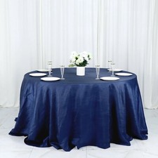 132" NAVY BLUE Accordion Crinkled Taffeta Round TABLECLOTH Party Decorations