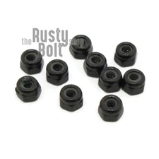 M2 Nylon Inserted Lock Nut, Steel, Black Zinc