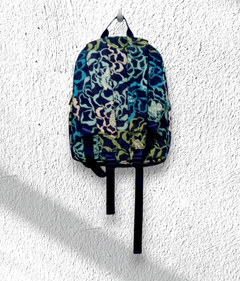 Vera Bradley Katalina Blue and Green Floral Backpack Vera Bradley Lighten Up Rolling Backpack in Katalina Blues  main image 4
