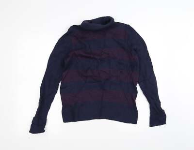 Marks and Spencer Damen Blau Rollkragen Baumwollmischung Pullover Größe 12