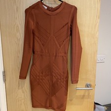 House of CB Rust Weave Bandage Detail Dress in Size S Holiday Party Wedding Prom