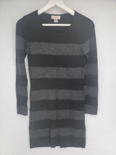 Womems Ann Taylor Loft Wool Blend Dress Black Gray Striped Sparkly Size XSP