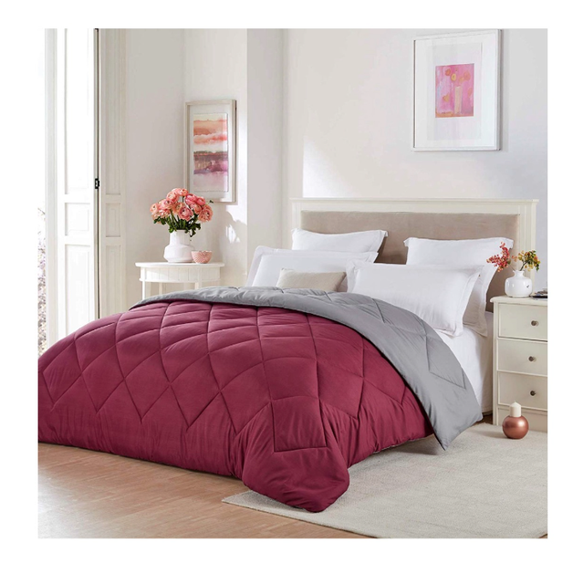 New Burgundy Grey King Size Comforter Reversible Microfiber Lightweight