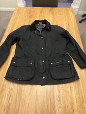 Womens Barbour Liberty Print Beadnell Wax Jacket Size 14, Black