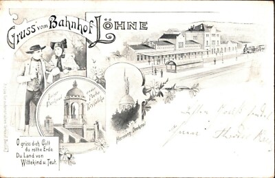 Greetings from Löhne Station, Litho Card 1901