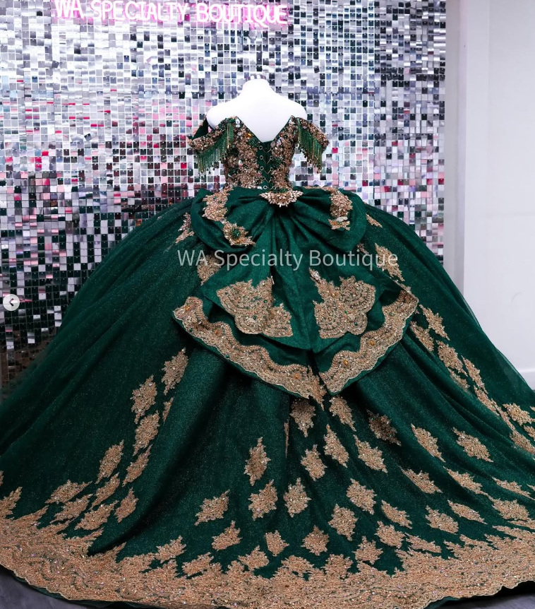 Luxury Emerald Green Quinceanera Dresses with Big Bow Gold Appliques Sweet Ball | eBay Luxury Emerald Green Quinceanera Dresses with Big Bow Gold Appliques Sweet Ball | eBay