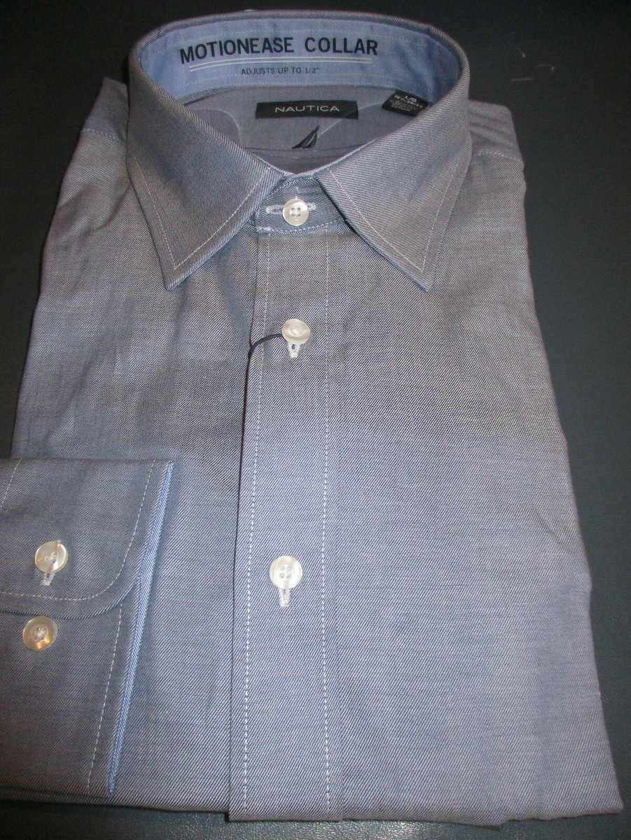 NWT $65 NAUTICA CLASSIC FIT STRETCH SPREAD COLLAR DRESS SHIRT NAVY