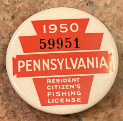 Badge De Permis De Pêche Pennsylvanie 1950, Résident, 1 3/4 Pouces