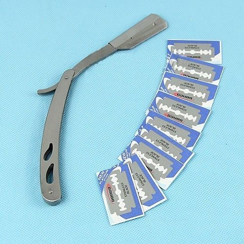 Razor  10 pcs Blades Shaver Salon Folding Straight Shaving Barber Haircut j