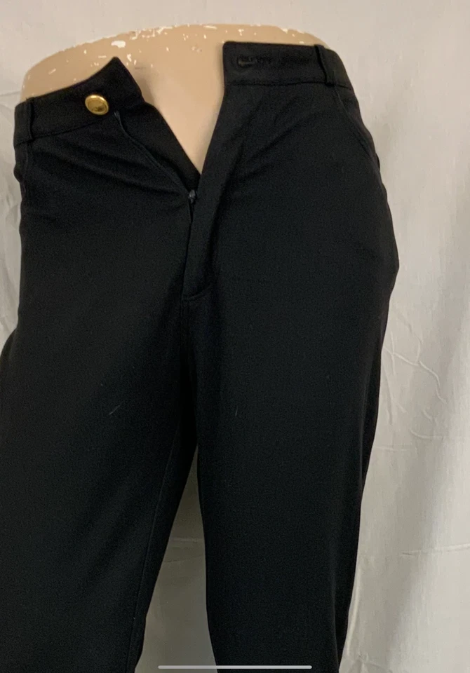 Pantalones de vestir Rodier 8 negros ajustados rectos frente plano mezcla de algodón YGI X1-302 Foto 3 de 4